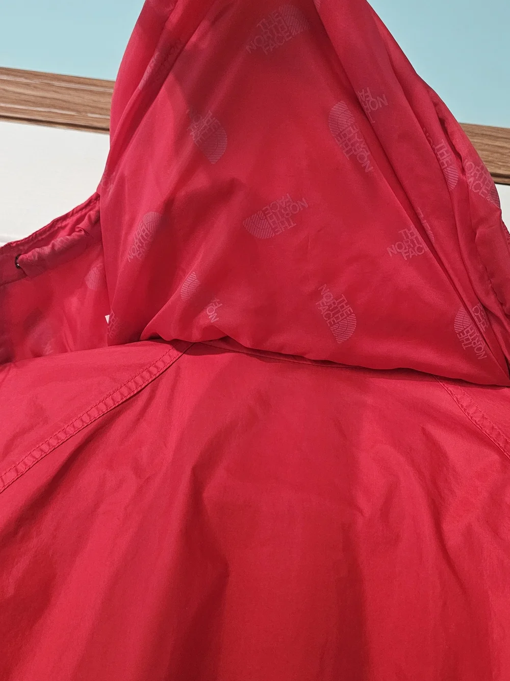 Vintage The North Face Mens Bright Red Shell Jacket with Black Accents
